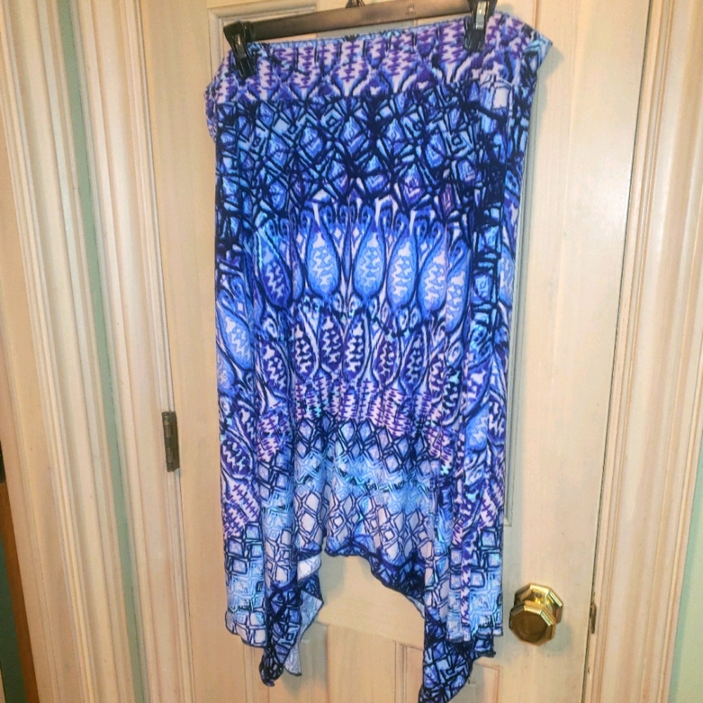 Womens Plus sz 1X Skirt by Hot Kiss BOHO great Color shark tooth hem